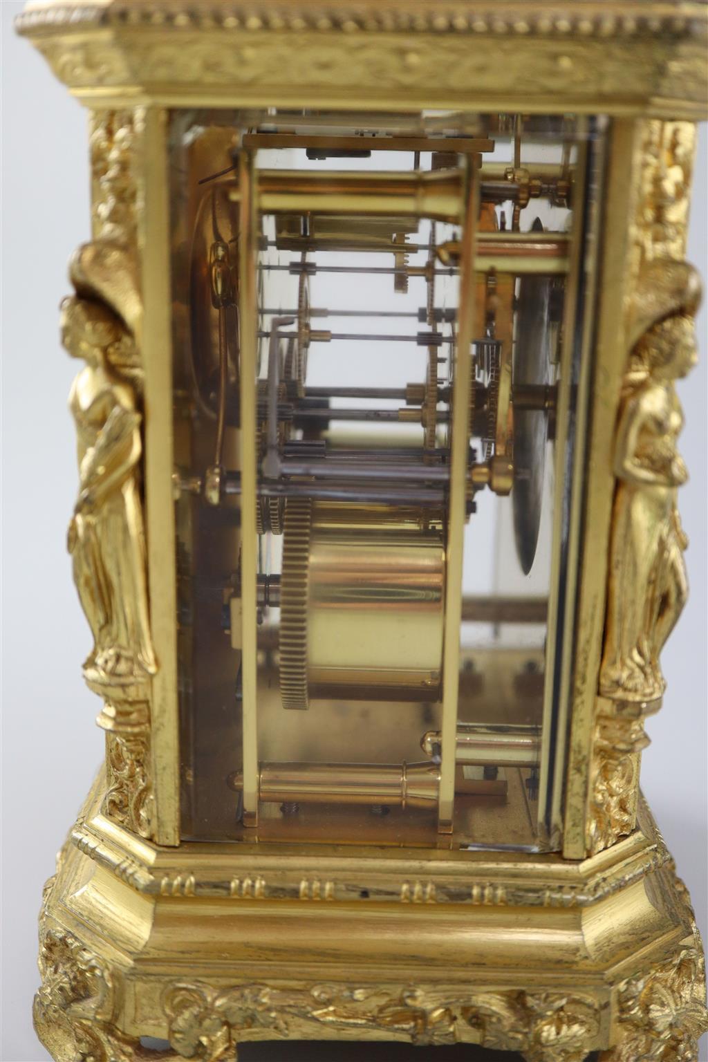 Jules of Paris. A 19th century French ormolu hour repeating carriage clock, width 4.75in. height 7in.